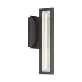 Aelin Outdoor Wall Sconce by Eurofase - 14 Inch Matte Black detail view of frame and clear crystal