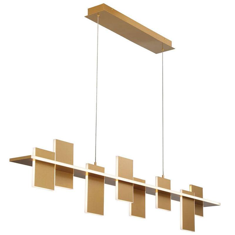 Affiliato Linear Suspension Satin Brass 8 Lights By Lib Co Side View
