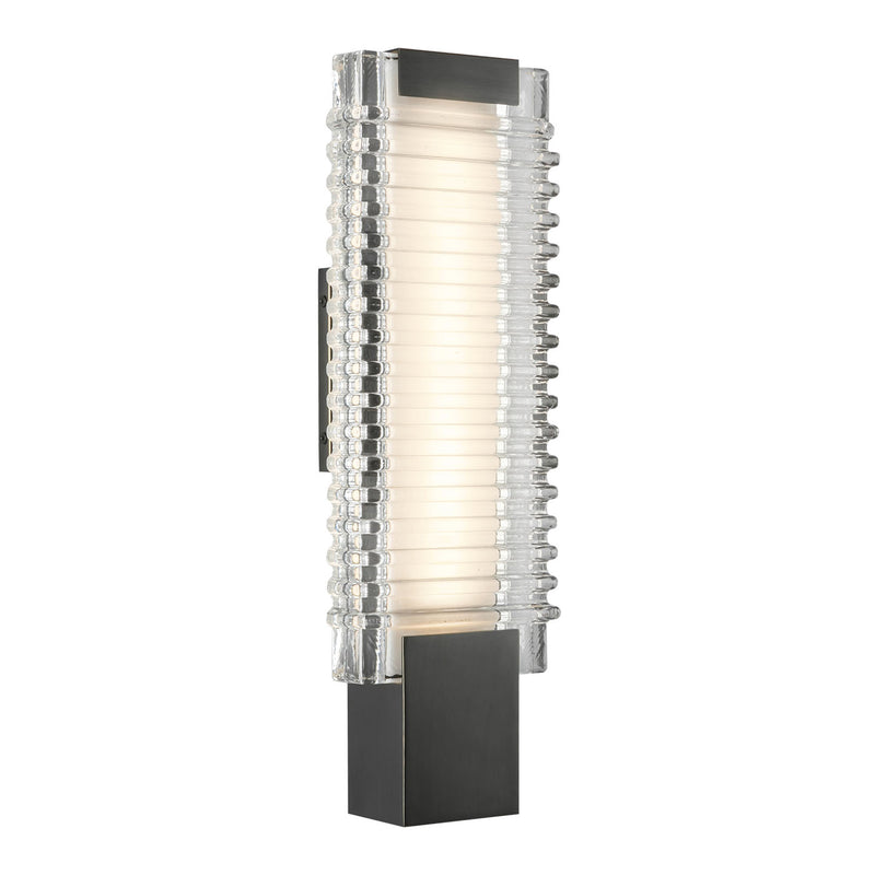 Alai Wall Sconce Urban Bronze Clear Ribbled Glass Small By Alora
