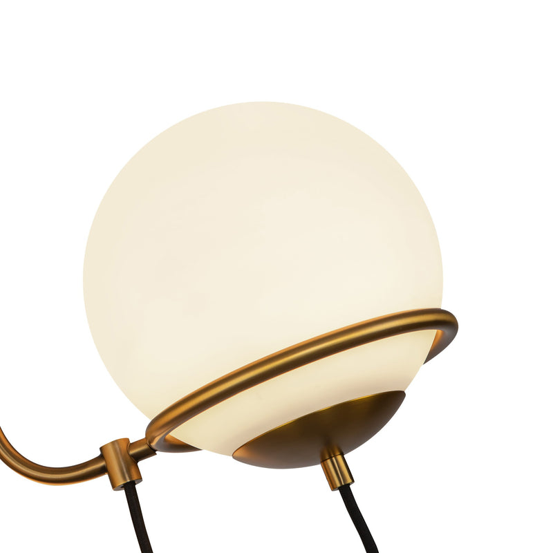 Alba Chandelier Aged Gold Opal Matte Glass 3 Lights By Alora Detailed View