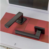 Alba Door Lever in Graphite / Matte Graphite lifestyle view by Colombo Design