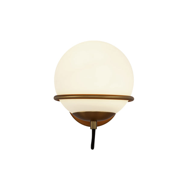 Alba Wall Sconce Aged Gold Opal Matte Glass 1 Light By Alora Front View