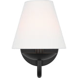 Albion Wall Sconce — 6", White Linen, Midnight Black