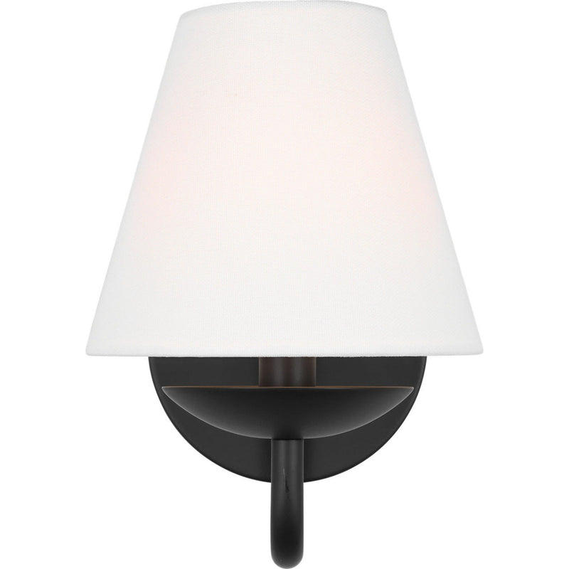Albion Wall Sconce — 6", White Linen, Midnight Black