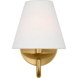 Albion Wall Sconce — 6", White Linen, Satin Brass