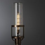 Alcove Outdoor Post Lantern detail in Coastal Bronze, Clear Glass, by Hubbardton Forge