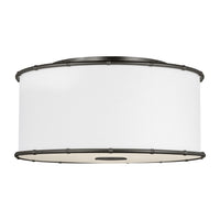 Aldric Flushmount — 18 5/8", Silk Screen White Inside Clear Outside, Aged Iron