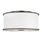 Aldric Flushmount — 18 5/8", Silk Screen White Inside Clear Outside, Aged Iron