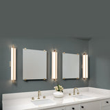 Allavo Vanity Light By Cerno, Brushed Brass hardware, bathroom vanity