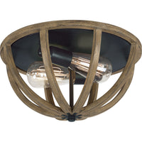 Allier Flushmount — 13", Weathered Oak Wood / Antique Forged Iron