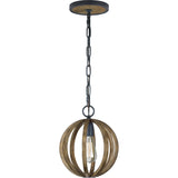 Allier Pendant — 10", Weathered Oak Wood / Antique Forged Iron