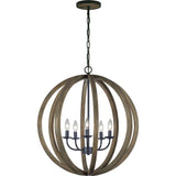 Allier Pendant — 26", Weathered Oak Wood / Antique Forged Iron