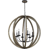 Allier Pendant — 38", Weathered Oak Wood / Antique Forged Iron