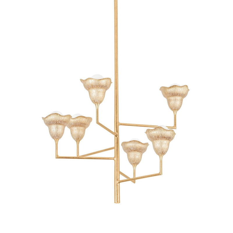 Alora Chandelier - 6-Light - Vintage Gold Leaf with Gilded Ivory by Hudson Valley