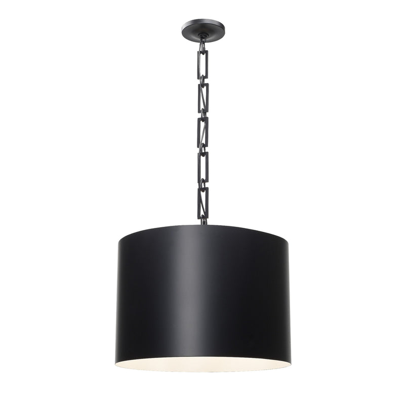Alston Drum Pendant 20'' Matte Black + White