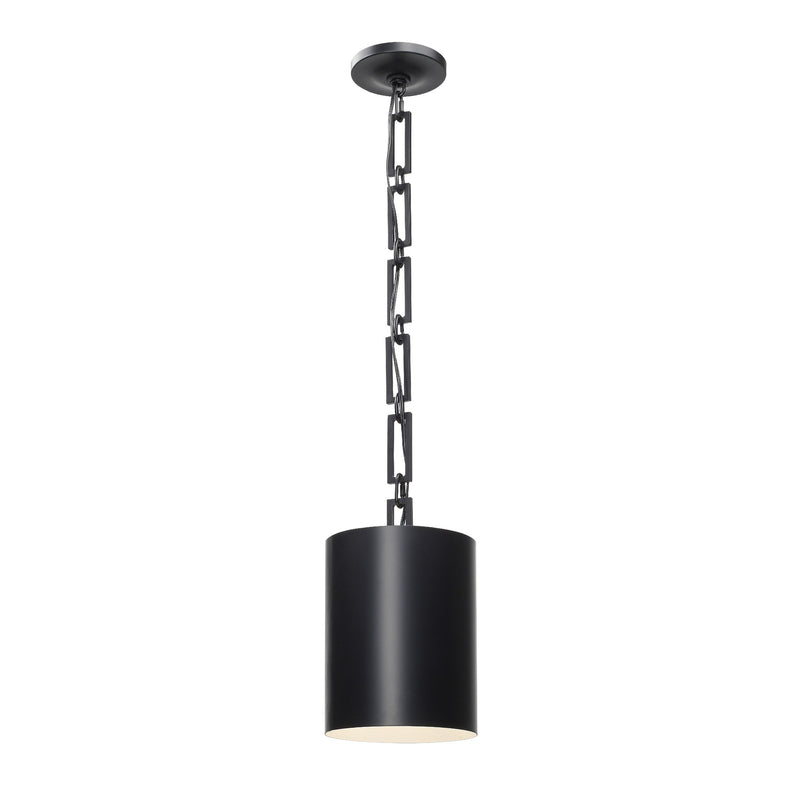 Alston Mini Cylinder Pendant 8'' Matte Black + White