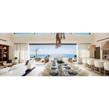 Altus Floor Lamp by Cerno in an ocean-view dining and living space