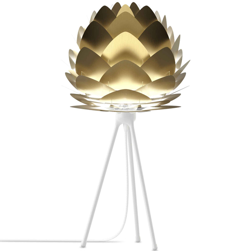 Aluvia Tripod Table Lamp Brushed Brass White By Umage