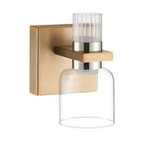 Amelia 4-inch 2-light Champagne Gold and Polished Nickel 5CCT LED Vanity Light with Clear and Clear Ribbed Glass