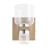 Amelia 4-inch 2-light Champagne Gold and Polished Nickel 5CCT LED Vanity Light with Clear and Clear Ribbed Glass