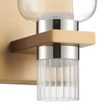 Amelia 4-inch 2-light Champagne Gold and Polished Nickel 5CCT LED Vanity Light with Clear and Clear Ribbed Glass
