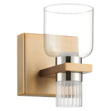 Amelia 4-inch 2-light Champagne Gold and Polished Nickel 5CCT LED Vanity Light with Clear and Clear Ribbed Glass