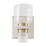 Amelia 4-inch 2-light Polished Nickel and Champagne Gold 5CCT LED Vanity Light with Clear and Clear Ribbed Glass