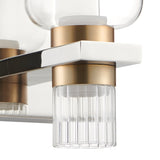 Amelia 4-inch 2-light Polished Nickel and Champagne Gold 5CCT LED Vanity Light with Clear and Clear Ribbed Glass
