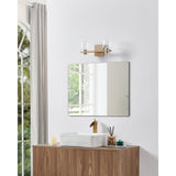 Amelia 15-inch 4-light Champagne Gold and Polished Nickel 5CCT LED Vanity Light with Clear and Clear Ribbed Glass