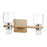 Amelia 15-inch 4-light Champagne Gold and Polished Nickel 5CCT LED Vanity Light with Clear and Clear Ribbed Glass