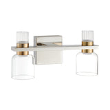 Amelia 15-inch 4-light Polished Nickel and Champagne Gold 5CCT LED Vanity Light with Clear and Clear Ribbed Glass