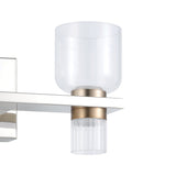 Amelia 15-inch 4-light Polished Nickel and Champagne Gold 5CCT LED Vanity Light with Clear and Clear Ribbed Glass