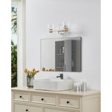 Amelia 15-inch 4-light Polished Nickel and Champagne Gold 5CCT LED Vanity Light with Clear and Clear Ribbed Glass