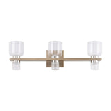 Amelia 24-inch 6-light Champagne Gold and Polished Nickel 5CCT LED Vanity Light with Clear and Clear Ribbed Glass