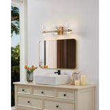 Amelia 24-inch 6-light Champagne Gold and Polished Nickel 5CCT LED Vanity Light with Clear and Clear Ribbed Glass