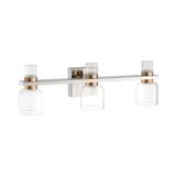 Amelia 24-inch 6-light Polished Nickel and Champagne Gold 5CCT LED Vanity Light with Clear and Clear Ribbed Glass