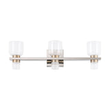 Amelia 24-inch 6-light Polished Nickel and Champagne Gold 5CCT LED Vanity Light with Clear and Clear Ribbed Glass