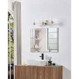 Amelia 24-inch 6-light Polished Nickel and Champagne Gold 5CCT LED Vanity Light with Clear and Clear Ribbed Glass