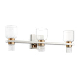 Amelia 24-inch 6-light Polished Nickel and Champagne Gold 5CCT LED Vanity Light with Clear and Clear Ribbed Glass