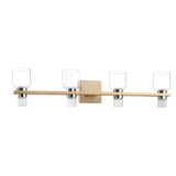 Amelia 34-inch 8-light Champagne Gold and Polished Nickel 5CCT LED Vanity Light with Clear and Clear Ribbed Glass