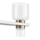 Amelia 34-inch 8-light Polished Nickel and Champagne Gold 5CCT LED Vanity Light with Clear and Clear Ribbed Glass