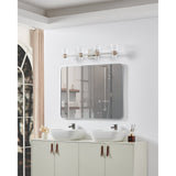 Amelia 34-inch 8-light Polished Nickel and Champagne Gold 5CCT LED Vanity Light with Clear and Clear Ribbed Glass