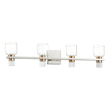 Amelia 34-inch 8-light Polished Nickel and Champagne Gold 5CCT LED Vanity Light with Clear and Clear Ribbed Glass