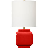 Anderson Table Lamp — 10 1/2", White Linen, Lucent Red