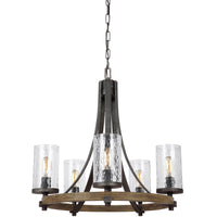 Angelo Chandelier — 24", Distressed Weathered Oak / Slate Grey Metal
