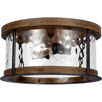 Angelo Flushmount — 13 3/4", Distressed Weathered Oak / Slate Grey Metal