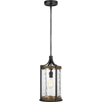 Angelo Pendant — 9 1/2", Distressed Weathered Oak / Slate Grey Metal