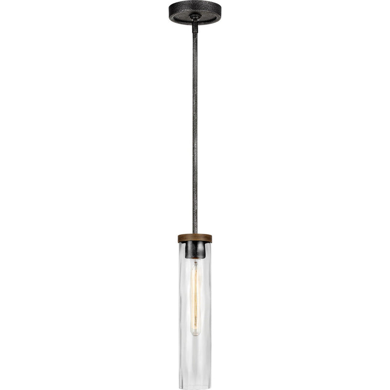 Angelo Slim Pendant — 3 3/8", Distressed Weathered Oak / Slate Grey Metal