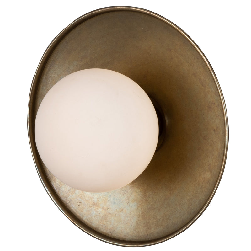 Antique Brass Aosta Brass Disc Bathroom Wall Light by Mullan Lighting