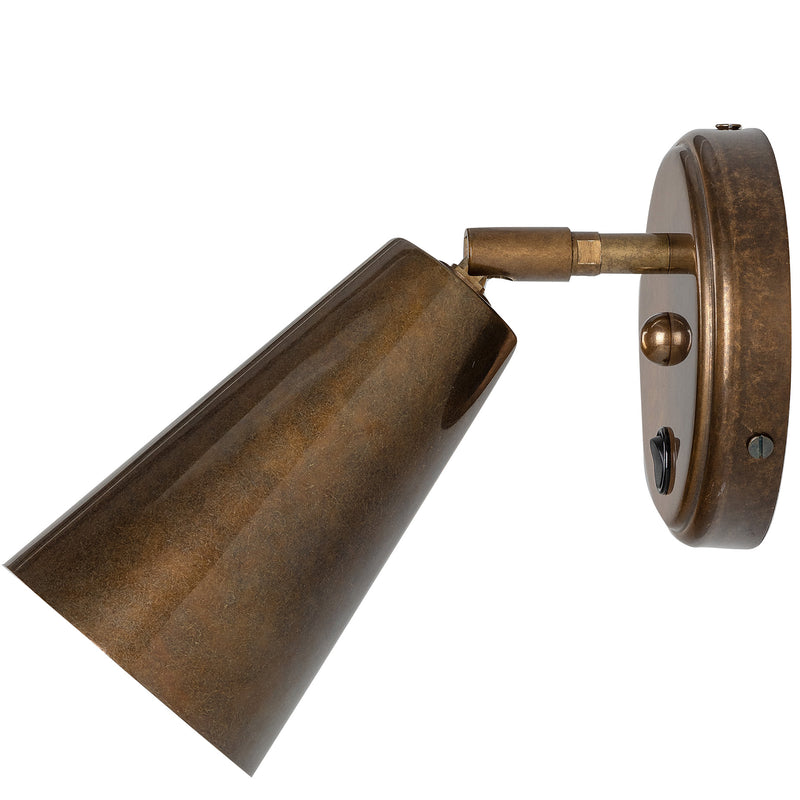 Antique Brass Cashel Adjustable Brass Cone Wall Light by Mullan Lighting